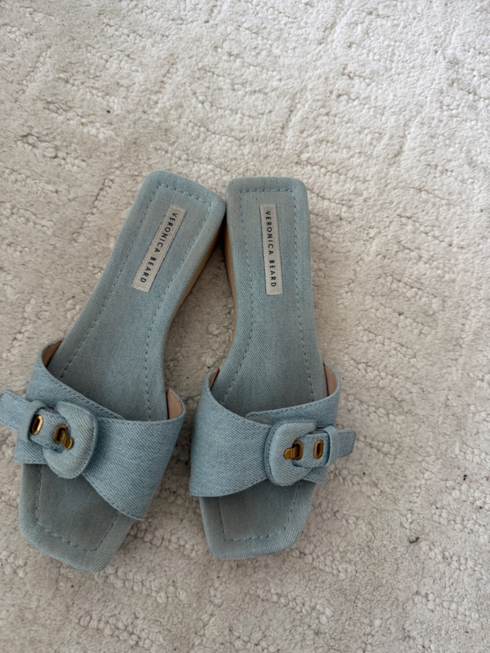 Veronica Beard Women's Light Blue Slide Sandals